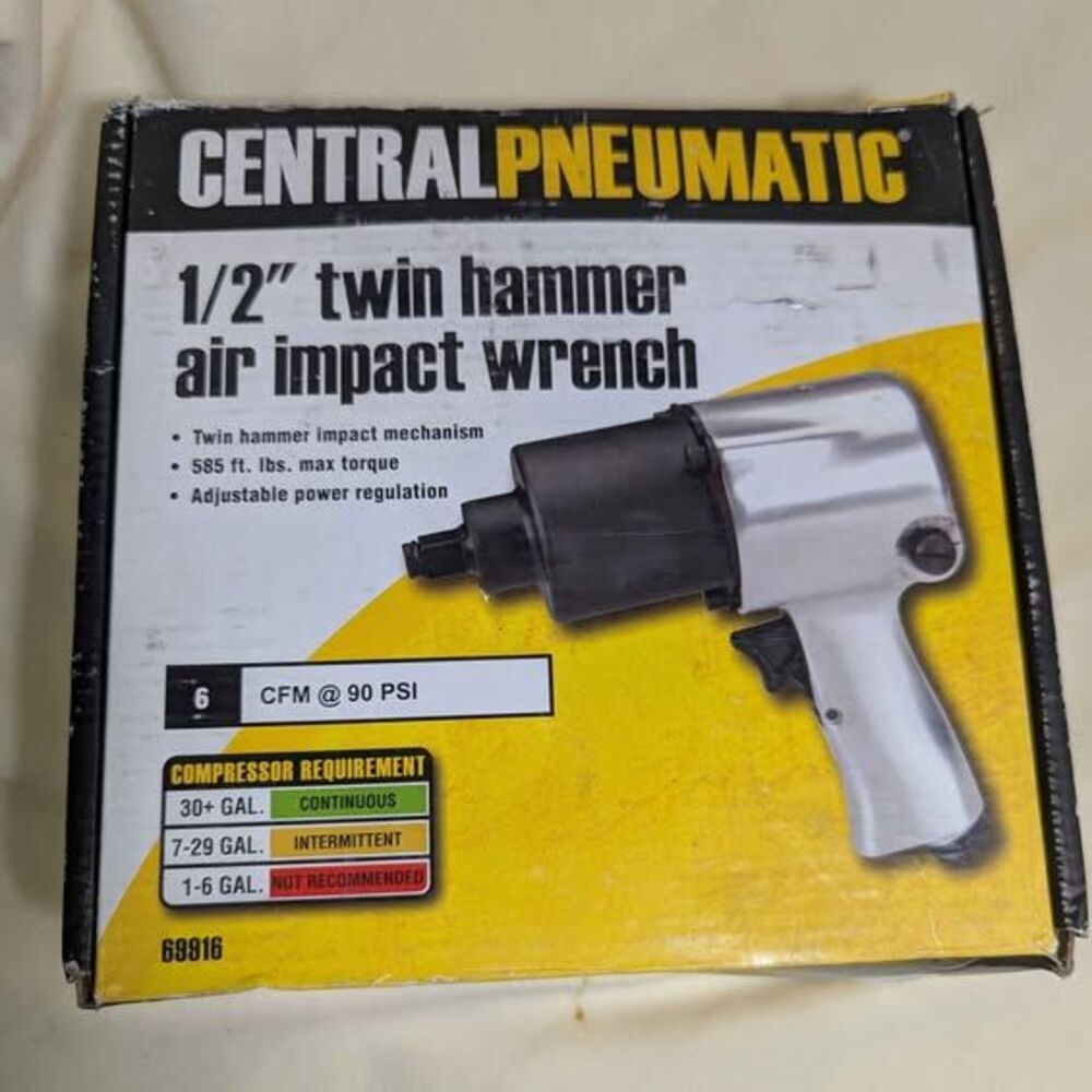 NEW Central Pneumatic 1/2 In. Twin Hammer Air Impact Wrench